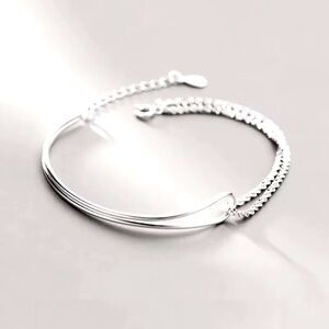 Licol Bracelet Italy .925 Silver Mixed Tubular + Chain Style